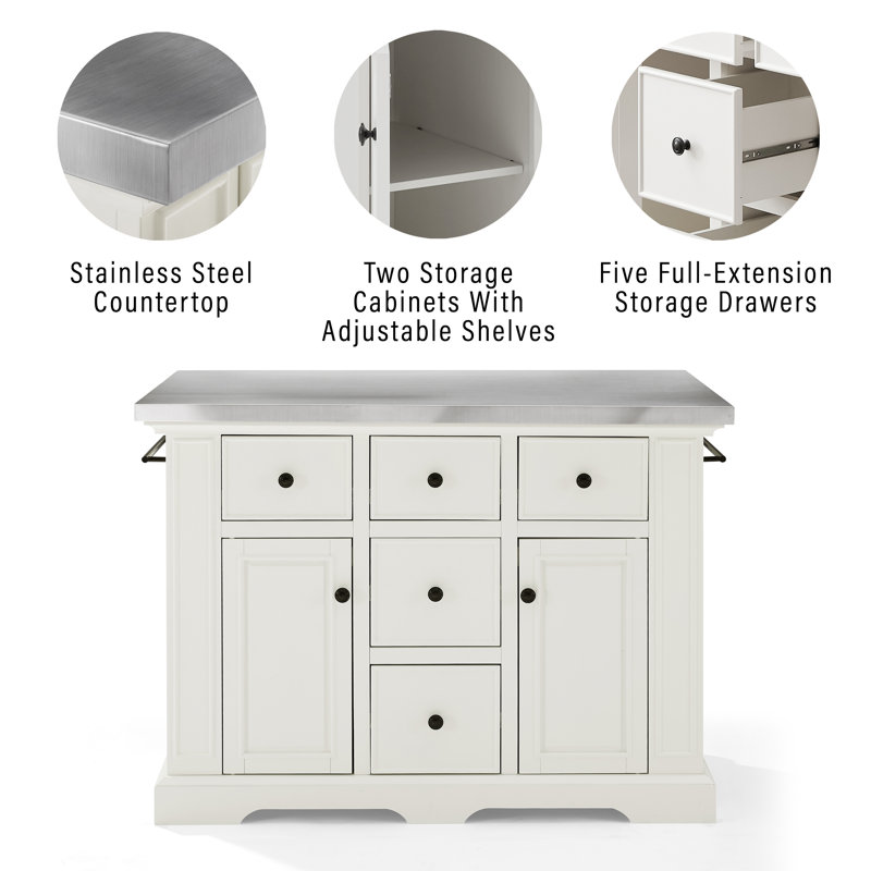 Three Posts™ Diamondback 50'' Wide Kitchen Island Set with Stainless